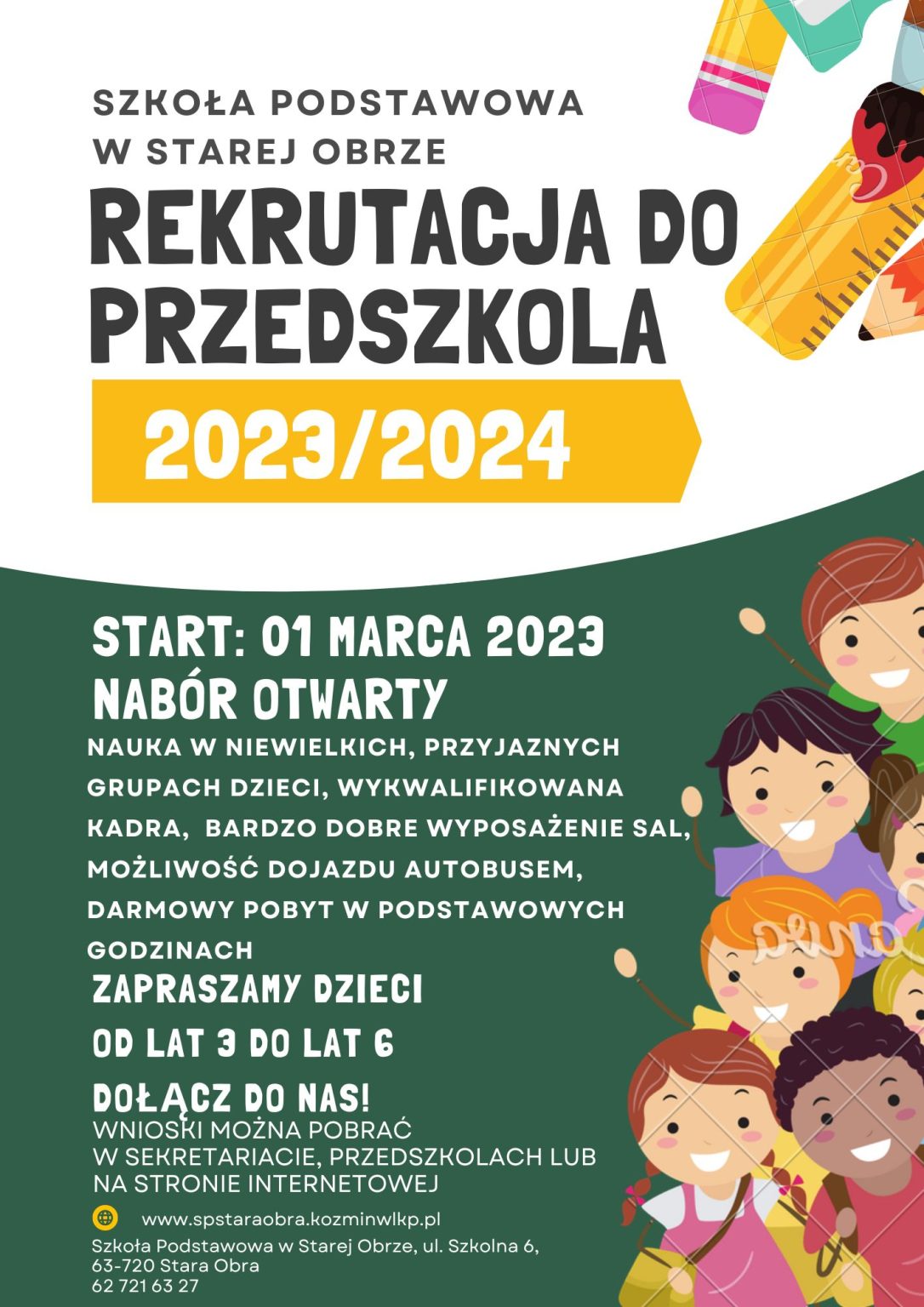 Rekrutacja Do Przedszkola Na Rok Szkolny 20232024 Szkoła Podstawowa W Starej Obrze 