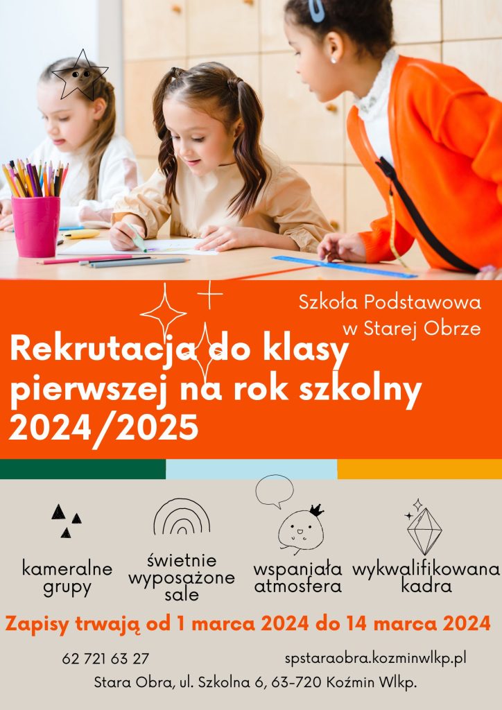 Rekrutacja do klasy pierwszej na rok szkolny 2024/2025